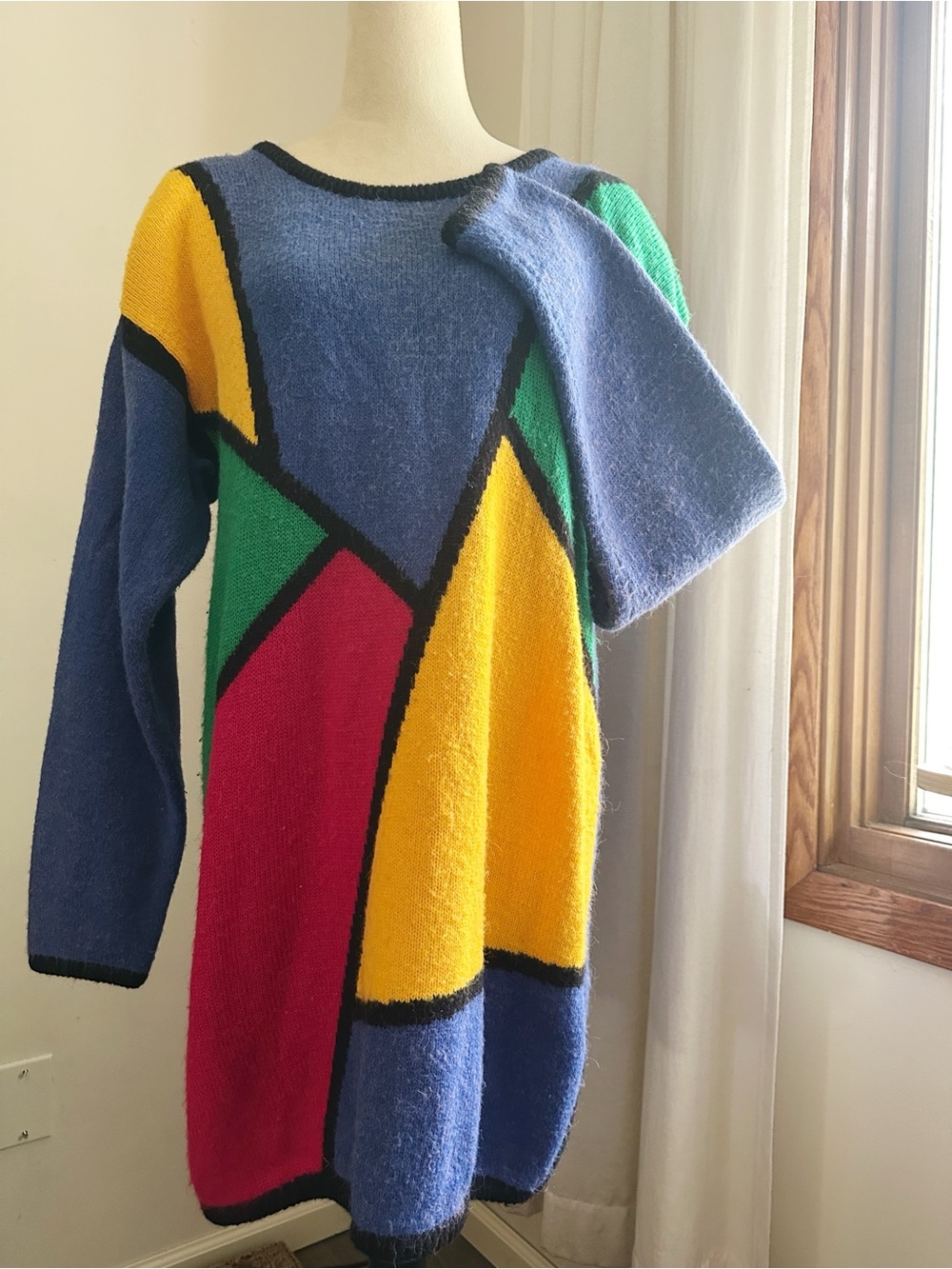 Venezia Multicolor Geometric Crewneck Sweater - Blue/Green/Yellow/Pink